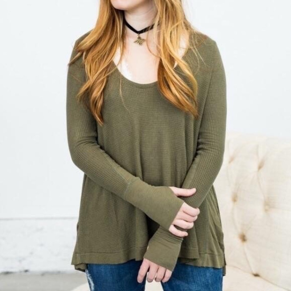 We The Free “Free People” Malibu Thermal Oversized Tunic Top Size Small